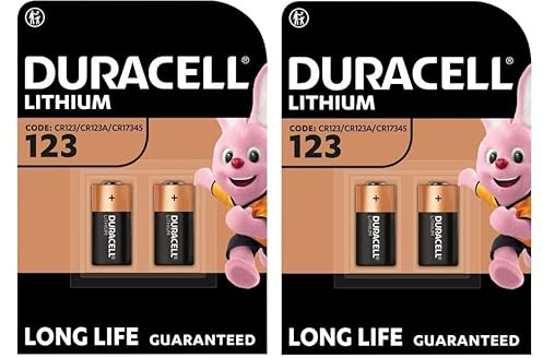 4 x Duracell 123 Lithium-Batterien (2 Blistercard a 2 Batterien) 4 Batterien
