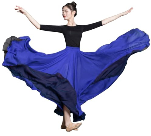 ROYAL SMEELA Flamenco Bauchtanz Rock für Frauen - Lange Röcke für Damen Kostüm - 720 Grad Tanzrock Outfit - Rot