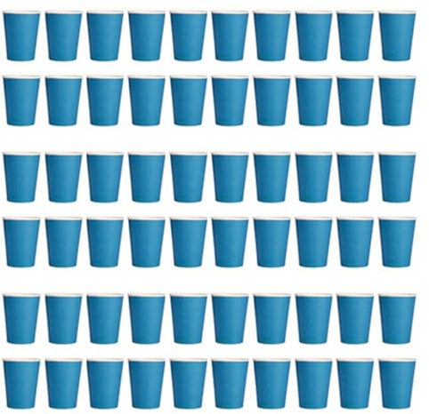 Uhidka Lot de 60 gobelets en carton (255 ml) - Couleur - Vaisselle d'anniversaire - Traiteur - Bleu