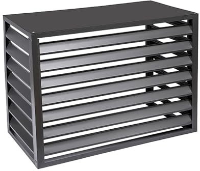 Abdeckung für Klimaanlage und Wärmepumpe für den Außenbereich, Aluminium, mit Heizkörperablage, Sichtschutzzaun, Mülleimer, Blumenständer, Gartenzaun, Grau (100 x 50 x 70 cm)