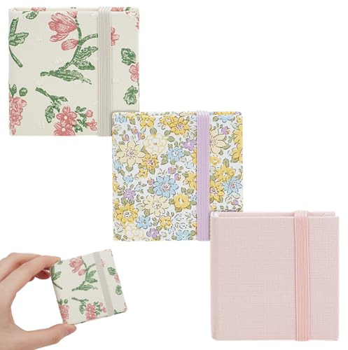 PLIGREAT 3 Stücke Rosa Mini Aquarell Skizzenbuch 6x6 cm Quadratische Stoffabdeckung Aquarell Skizzenbuch 20 Blatt Tragbare Aquarell Texturierte Zeichenpapiere Reise Skizzenbuch Kunst Skizzenbuch Buch