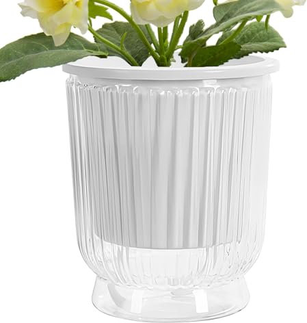 Selbstbewässerende Vase - Blumentöpfe | Transparent Innenpflanzenthydroponik Pflanzer | Blumen Topf Mit Tiefem Stausee Für Afrikanische Veilchen, Orchideen, Innenpflanzen