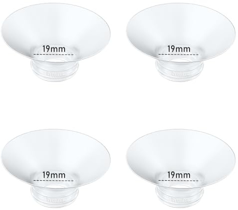 4 inserti flangiati da 19 mm compatibili con Momcozy M9/M6/M5/S12 Pro/V1 Pro/V2 Pro, per Spectra/Medela/MomMed/eufy/Lansinoh/Elvie, ricambio per parti Momcozy
