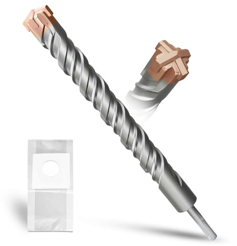 METOTY SDS Plus bohrer 30mm×310mm，mit 4 Hartmetallschneiden,Kopf mit Beschichtung,Steinbohrer,Hammerbohrer,Betonbohrer,Für Stein,Beton,Naturstein,Ziegelmauer