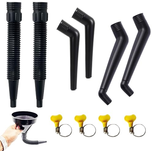 Hayaww 6 pcs Schlauch Verlängerungsrohr-Trichter Mit Schlauch Kfz Trichter Set Kunststoff-Öltrichter mit langem Hals flexible rechtwinklige Trichter Kraftstofftrichter Einfüllen Benzin Motoröl (A)