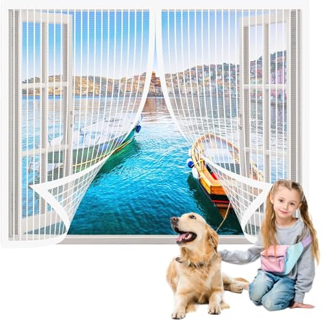 Zanzariera Magnetica per Finestre 79 x 150 cm Anti Zanzare Calamite Tenda Chiusura Automatica Traspirante per Finestre di Diverse Dimensioni, Bianco