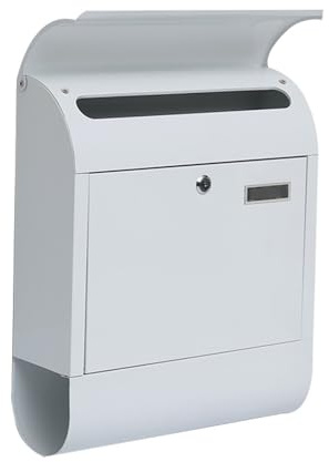 Wandbriefkasten für Den Außenbereich, Briefkasten mit Zeitungsfach, Standbriefkasten Freistehend mit Schloss, Dekorativ für Zuhause und Büro (39x47x14cm)