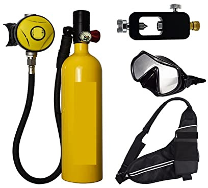 CUDTAPI Mini Bouteille de plongée Équipement De Plongée 1000ML Équipement De Plongée sous-Marine Portable Recycleur De Plongée(Giallo)