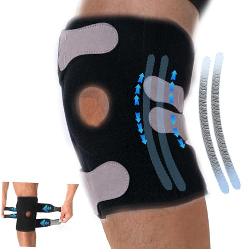 Kniebandage Damen Männer, Kniebandage Arthrose Meniskus Neopren Bandage Knie, Verstellbare Kniestütze mit PMMA Stabilisatoren & Patella-Polster Knee Support für Knieschmerzen, Arthritis, ACL, Sport