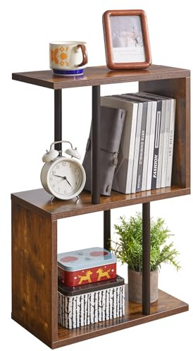 Aibiju Beistelltisch, S schmaler Beistelltisch, Mid-Century Modern Nachttisch mit offenem Ablagefach, Sofatisch für kleine Räume, Wohnzimmer, Schlafzimmer, Rustikales Braun YD-ST003H