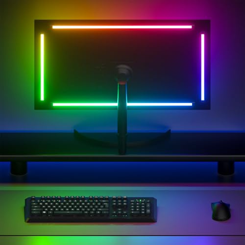 Lumtang 4 Sides 27-32 Zoll PC Monitor Hintergrundbeleuchtung,RGBIC LED-Lichtstreifen synchron mit Bildschirmfarbe und Musik für Spiele, Filme usw., einfach zu verwenden ohne Kamera, Softwaresteuerung