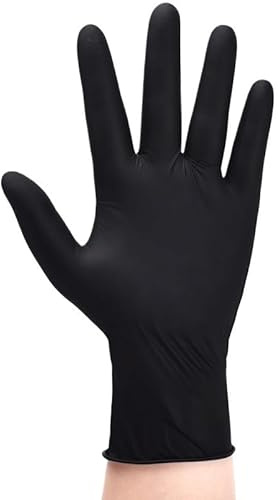 Guanti monouso in nitrile nero da 20/50/100 pezzi, senza lattice, di qualità industriale, for uso domestico, for tatuaggi, tinture for capelli, pulizia, meccanico(Black 20PCS,L)