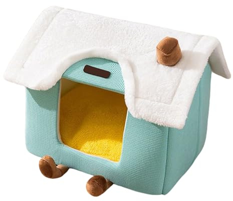 Ruhebett für Katzen – abnehmbares Kissen, warm, niedliches Haus, Spielbett für Katzen, Winterdecke, Haus für Haustiere, für den Innenbereich, für Kätzchen und Welpen, Zubehör für Zeit