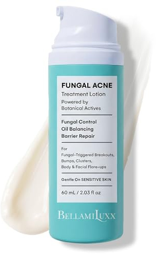 BellamiLuxx Fungal Acne Treatment Lotion: Effective Face & Body Pimple Cream for Bumps, Clusters, Itch & Redness – Fungal Prone Skin Acne Treatment Moisturizer for Teens & Adults with Natural Actives