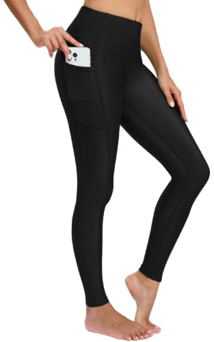 Havideto dam simleggings hög midja UV-skydd UPF 50 badbyxor långa snabbtorkande klorresistenta badleggings med innertrosor och fickor