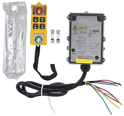 Zohisin Kit de transmisor de Control Remoto de grúa, Interruptor de Control Remoto Industrial de 24V de un Solo Mango para grúa de elevación eléctrica (CA 220 V)