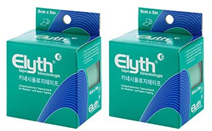 2 Stück ELYTH Tape Kinesiologie wasserbeständig, atmungsaktiv, 100% Baumwolle, 5m x 5cm, grün