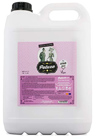 Petuxe Veganes Shampoo für Hunde und Haustiere, weißes Fell – 5000 ml. Shampoo zur Verbesserung des strahlend weißen Felltons von Haustieren mit weißem Fell. Sorgt für Geschmeidigkeit und Glanz.