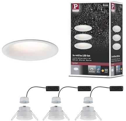 Paulmann 93415 Einbauleuchte LED Cymbal 3x6,8W Weiß matt blendfrei dimmbar