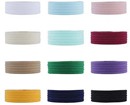 Lawie 60 Pack Bulk Super Soft Stretchy Elastic Nylon Headbands Bow Nude Hairband Slim Turban Headwrap Hair Ties Ponytail Holder for Newborn Infant Toddler Baby Girls