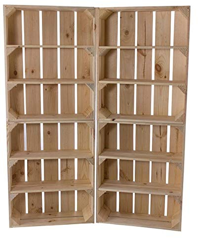 Flache naturbelassene Obstkiste mit 2 Zwischenbrettern 50cm x 40cm x 16cm Weinkiste klein Holzkiste mit 3 Fächern Natur Vintage Garten Wohnzimmer stabile Kiste Aufbewahrung DIY