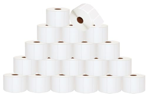 DOREE 20 Rollen Thermoetiketten 57×32mm, 1500 Stück/Rolle, Zebra-kompatibel | Thermoetiketten 57×32 mm, Druck Schwarz auf Weiß, passend für Zebra GK420D, GX420D, GK420T, Kerndurchmesser 25 mm