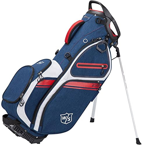 Wilson Staff Golftasche, EXO II Carry Bag, Tragetasche, Blau/Weiß/Rot, Integrierter Ständer, 2,3 kg, WGB6600NA