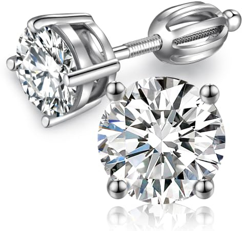 JiaYang Brillant CZ Diamant Ohrstecker mit Schraubverschluss, Sterling Silber Zirkonia Ohrstecker, Silber Ohrringe für Damen/Herren, Long & Thick Post, 4MM-8MM