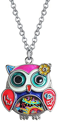 Emaille Legierung Anime Blume Eule Halskette Vogel Anhänger Mode-Schmuck für Frauen Mädchen Charme Geschenk