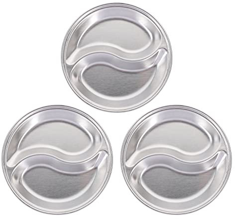 HEMOTON 3 Pièces Plat Rond en INOX Saveur Bols à Pincer Grille Assaisonnement Plats Coupelles à Condiments en INOX Trempettes Bols à Sauce Légumes Sauce Soja À Pied Voyage Acier Inoxydable