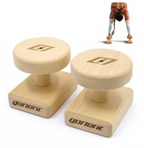 Gorletic Handstand Blöcke aus Buchenholz – Paar rutschfest ergonomisch – 15 x 11 x 14 cm – Handstand Training Yoga Calisthenics (Rund)
