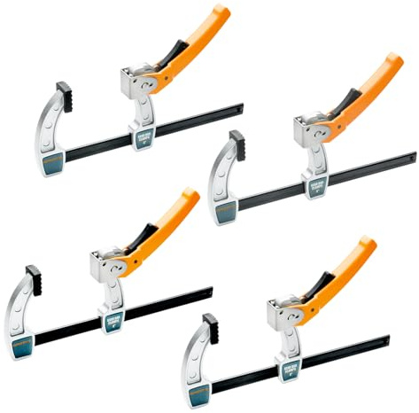POWERTEC 71586-P2 8-Inch Gear Bar Clamps for Woodworking, Quick Release with 600lb Clamping Capacity - 4 Pack