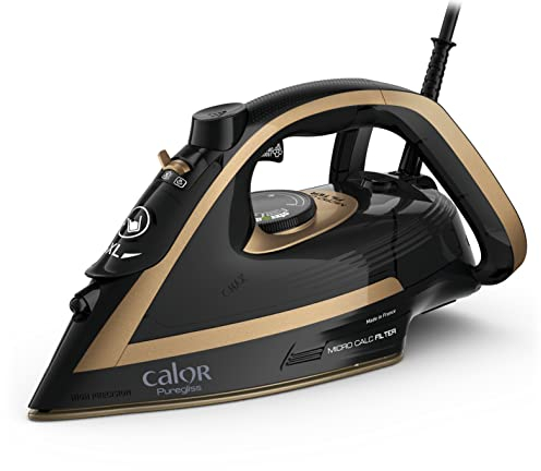 Calor Puregliss Ferro da stiro a vapore, 3000 W, Flusso di vapore 50 g/min, Funzione di pressatura 280 g/min, protezione anti-macchia, spegnimento automatico di sicurezza, Made in France FV8064C0