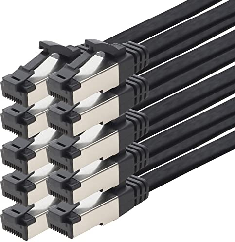 1aTTack.de Câble Réseau Cat8 Cat 8 40 Gigabit - 10x 1m - RJ45 Ethernet LAN DSL Routeur Modem - Noir