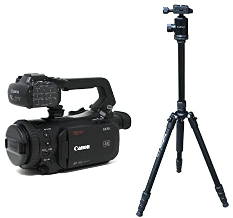 KamKorda Camera Tripod + XA70 Professional UHD 4K Camcorder with Dual-Pixel Autofocus, 1 CMOS Sensor, DIG!C DV 6 Processor, Up to UHD 4K30 Video Recording + 2 Year Warranty