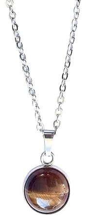ASTER ALHELÍ Halskette Damen mit Naturstein - Edelstahlkette Silberfarben mit Steinanhänger - Schutzamulett - Originelles Geschenk für Frauen