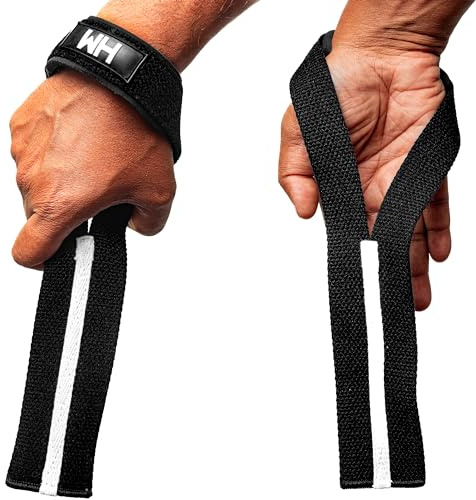 Weightlifting House Wrist Straps for Olympic Weight Lifting, Snatch, Pulls and Deadlifts. Neoprene Padding for Extra Comfort (Black)