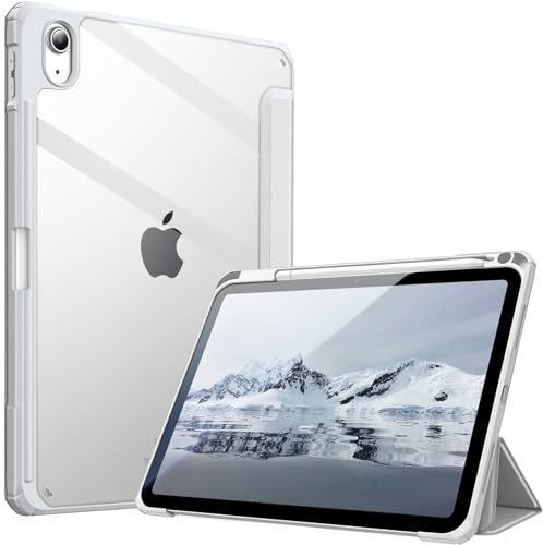 Fintie Hybrid Hülle für iPad (A16) 11/10 Generation (2025/2022, 11/10.9) | Schlankes stoßfestes Schutzhülle mit Stifthalter, Transparente Hartschale, Standfunktion für Tippen & Ansehen, Silber