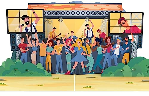 MOKIO® Pop-Up Karte – Konzert/Festival – 3D Geburtstagskarte für einen Konzertbesuch, Grußkarte zum Geburtstag für Konzertkarten