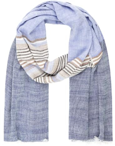 LINDENMANN Schal Herren blau-grau Herren-Schal dünn 60% Baumwolle 40% Viskose