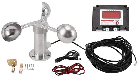 TOPINCN Tower Crane Wind Speed Meter with Alarm, 3 Cup Wind Cup Design for 360 Degree Measurement, Wide Range Suitable for Power Plant Wind Speed Measurement