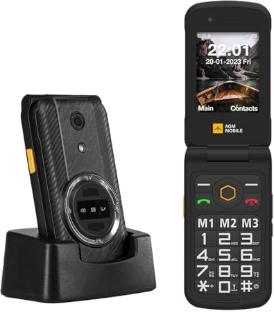 AGM Unlocked Flip Mobile Phone, M8 FLIP Feature Phone with Big Button and Keyboard, Waterproof/Drop-Proof,SOS,4G Dual SIM, Fast Dialing,104dB Powerful Speaker