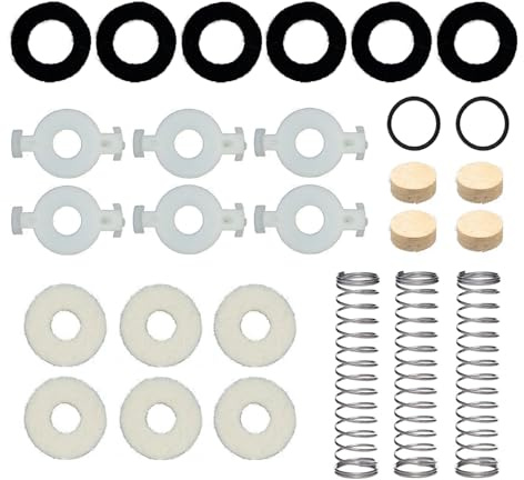 CashBeat Trumpet Repair Kit, Trumpet Replacement Parts, Includes 6 Valve Guides, 12 Felt Washers, 4 Water Key Corks, 3 Valve Springs, and 2 O Ring Bumper Stoppers