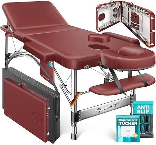 KESSER® Lettino da massaggio mobile pieghevole e regolabile in altezza a 3 zone Lettino da massaggio Lettino cosmetico Lettino terapeutico largo Alluminio + 10x poggiafaccia