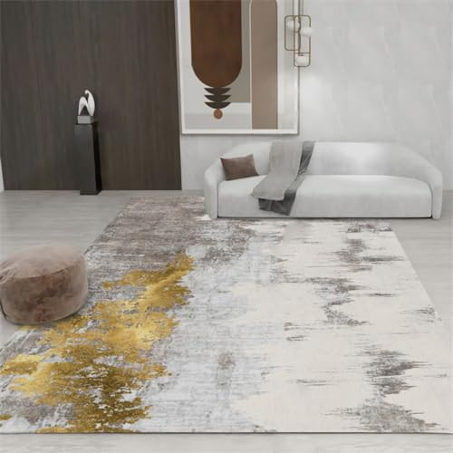 Teppich bettumrandung Teppich Teppich Wohnzimmer weich Gelb Braun Abstrakt Tinte Design Modern Flurteppich Teppich babyzimmer mädchen 80x120cm