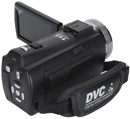 Tbest Caméscope Handycam D'enregistrement Vidéo HD, 30MP 1080P HD Écran LCD TFT 3 Pouces Zoom 16x Vision Nocturne Caméra Vlogging avec Microphone Support de Téléphone pour Télécommande