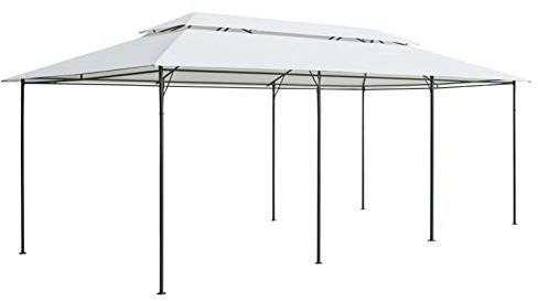 Pavillon, Chaduof Faltpavillon, Pergola, Partyzelt, Standmarkise, Sonnenzelt, Garten Pavillion, Grillpavillon, 600x298x270 cm Weiß 180g/m²