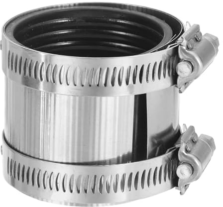 QUARKZMAN Edelstahl Rohr Kupplung 55mm mit Gummipuffern und einstellbarem Zahnriemen für Metall und Kunststoff Rohre