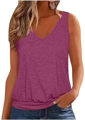 Tank Top Damen Geschenke für Frauen Tank Top Damen Casual Einfarbig Trägertop V-Ausschnitt Oberteile Sommer Tops Spaghetti Tanktops Ärmellos Camisole Große Größen Longtops Locker Tshirt Trägershirt