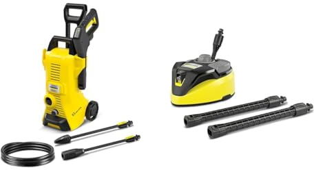 Kärcher Hochdruckreiniger K 3 Power Control & Flächenreiniger T-Racer T 7 Plus (Spritzwasserschutz, für große Flächen, Zwei Flachstrahldüsen, Handgriff für senkrechtes Arbeiten, Powerdüse, Spüldüse)